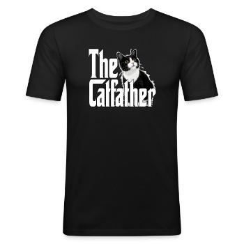 Cat Father The Catfather Crazy Cat Dad Dad - Men's Slim Fit T-Shirt - black - Front - Nik (191cm)