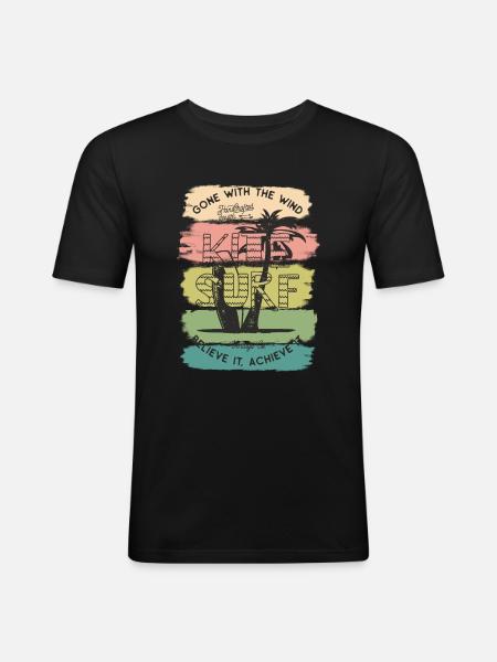 Kite Kiteboard Kiteboarding Kitesurf Gift - Men's Slim Fit T-Shirt - black