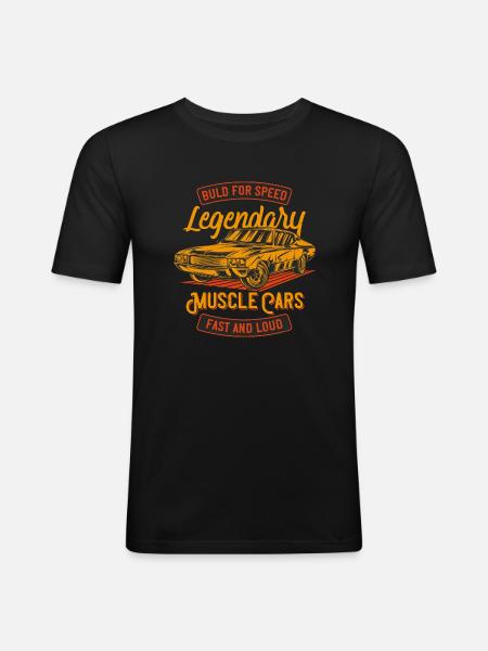 Legendäres Muskelauto - Männer Slim Fit T-Shirt - Schwarz