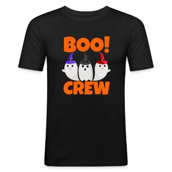 Boo Crew - T-shirt près du corps Homme - noir - Devant - Nik (191cm)