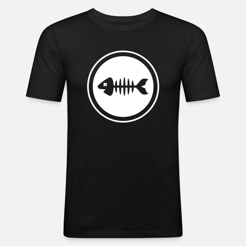 Fisch Symbol Knochen Gräte - Männer Slim Fit T-Shirt - Schwarz