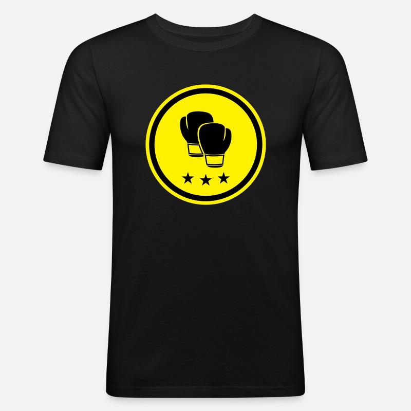 Boxhandschuhe - Männer Slim Fit T-Shirt - Schwarz