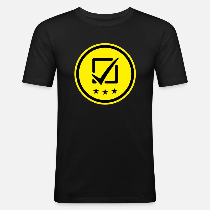 Häkchen Vote Ankreuzen - Männer Slim Fit T-Shirt - Schwarz
