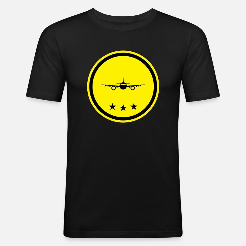 Flugzeug Symbol - Männer Slim Fit T-Shirt - Schwarz