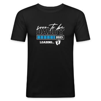 Soon To Be Daddy 2023 Loading Shirt - Männer Slim Fit T-Shirt - Schwarz - Vorne - Nik (191cm)