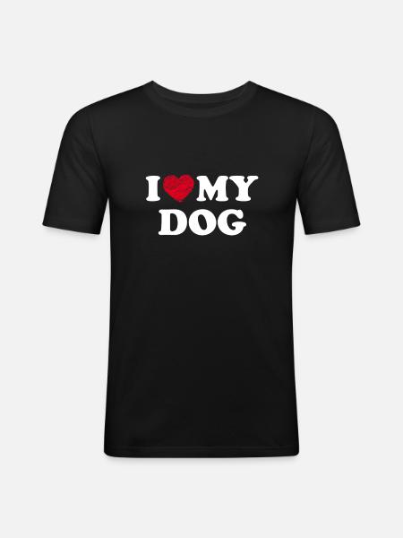 I Love My Dog - Men's Slim Fit T-Shirt - black