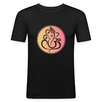 Minimalist Ganesh Hindu elephant - Men's Slim Fit T-Shirt - black - Front - Nik (191cm)