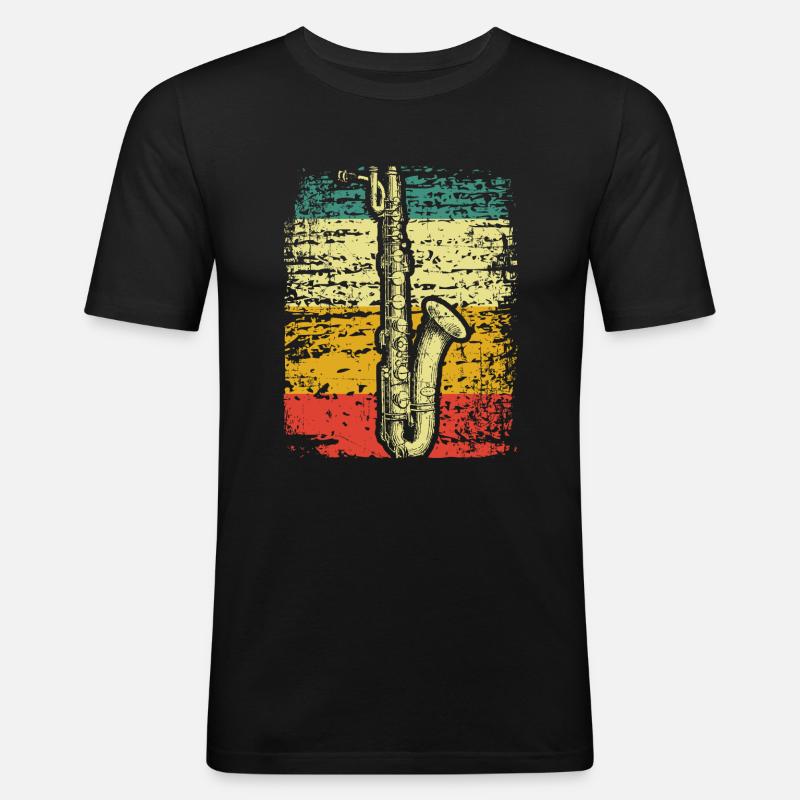 Saxophon - Männer Slim Fit T-Shirt - Schwarz