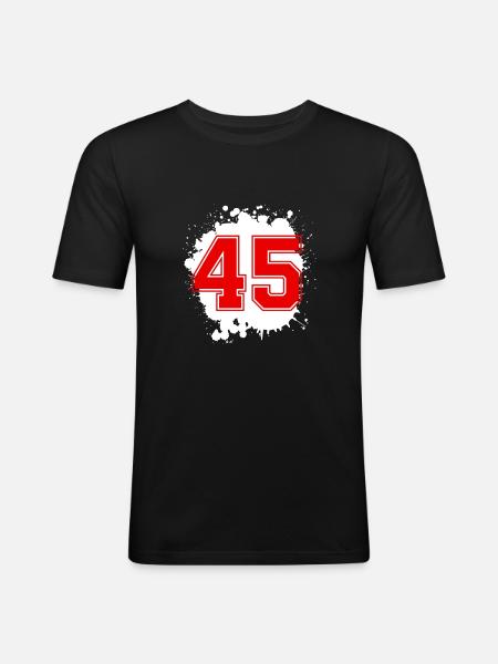 45 Zahl Klecks - Männer Slim Fit T-Shirt - Schwarz
