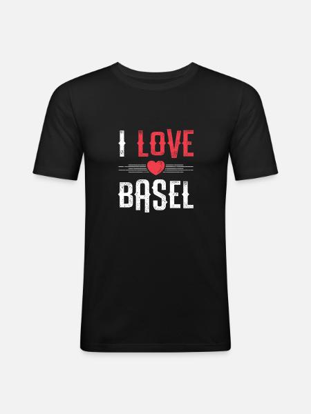 I Love Basel - Men's Slim Fit T-Shirt - black
