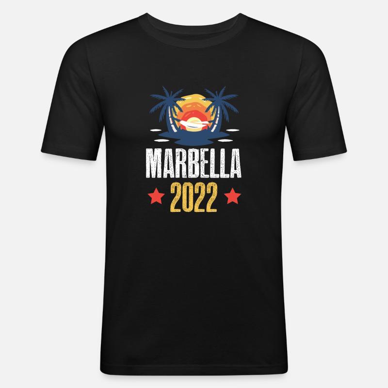 Marbella 2022 - Männer Slim Fit T-Shirt - Schwarz