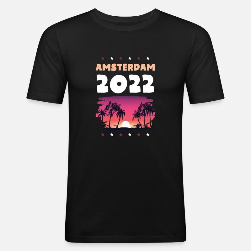Amsterdam 2022 - Männer Slim Fit T-Shirt - Schwarz