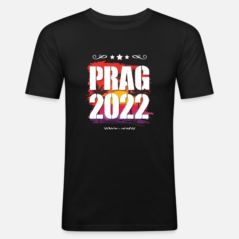 Prag 2022 - Männer Slim Fit T-Shirt - Schwarz