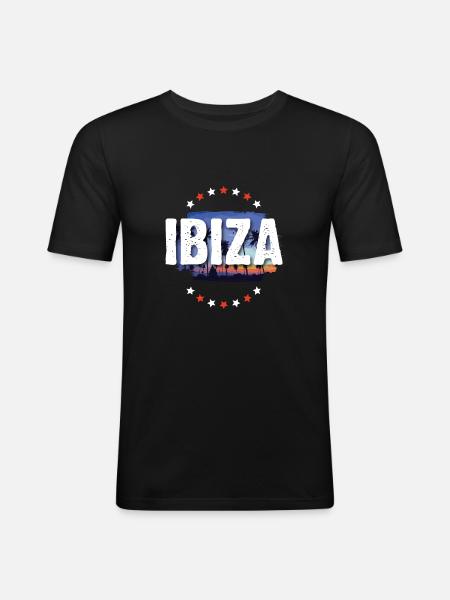 Ibiza - Männer Slim Fit T-Shirt - Schwarz
