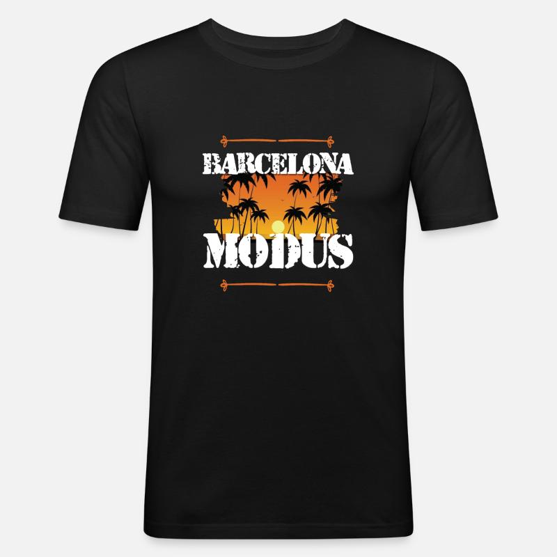 Barcelona Modus - Männer Slim Fit T-Shirt - Schwarz