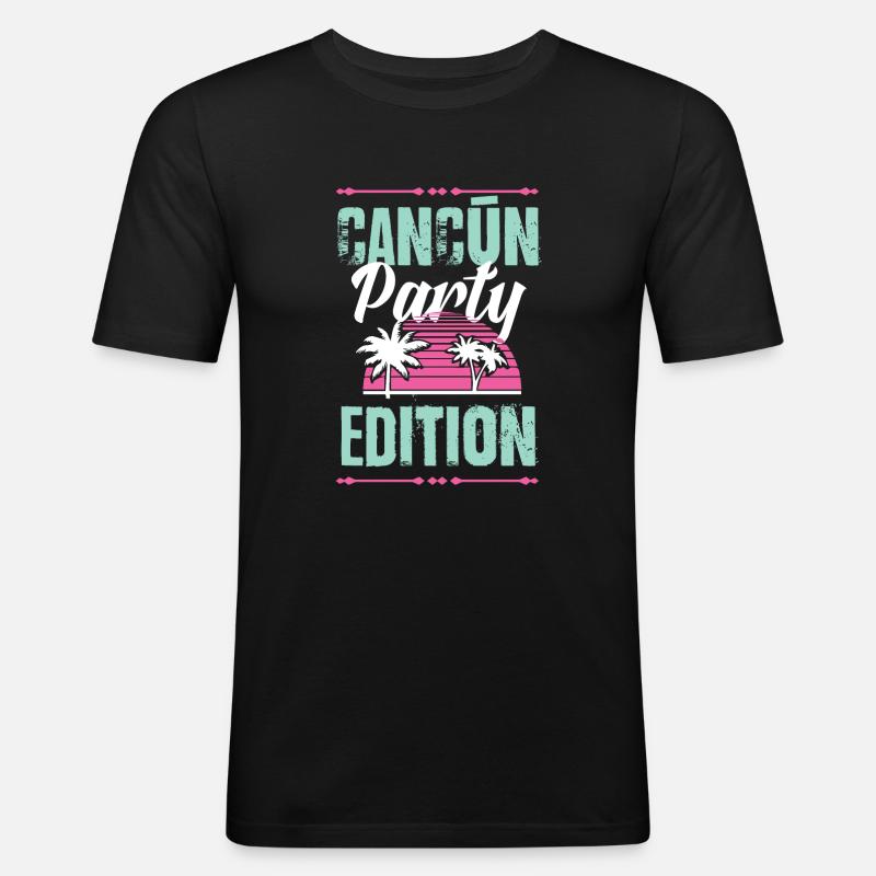 Cancun Party Edition - Männer Slim Fit T-Shirt - Schwarz