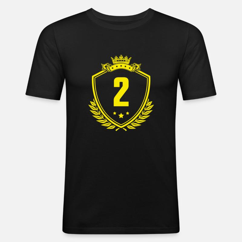 2 Zahl Wappen - Männer Slim Fit T-Shirt - Schwarz
