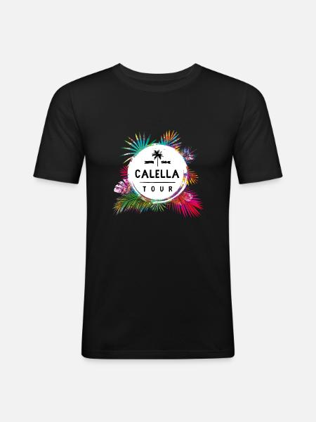 Calella Tour Bunt - Männer Slim Fit T-Shirt - Schwarz