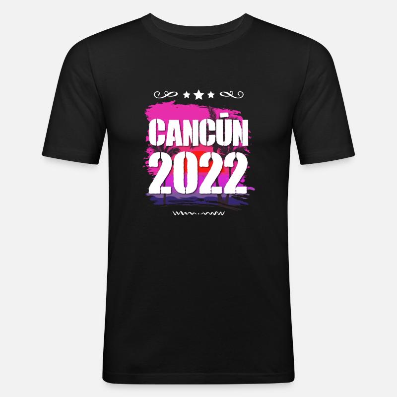 Cancun 2022 - Männer Slim Fit T-Shirt - Schwarz