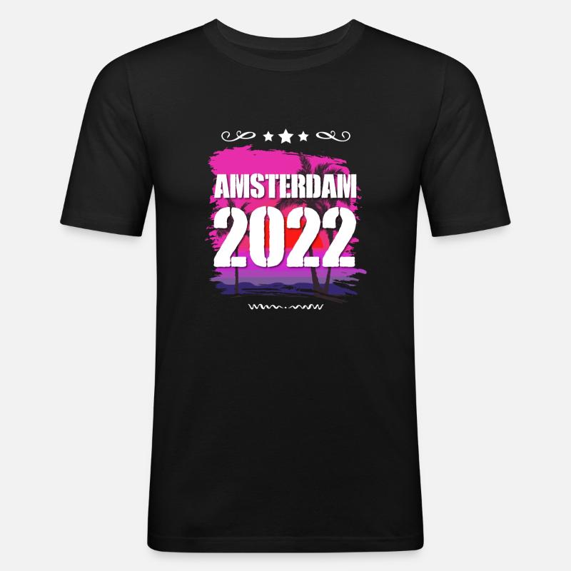 Amsterdam 2022 - Männer Slim Fit T-Shirt - Schwarz