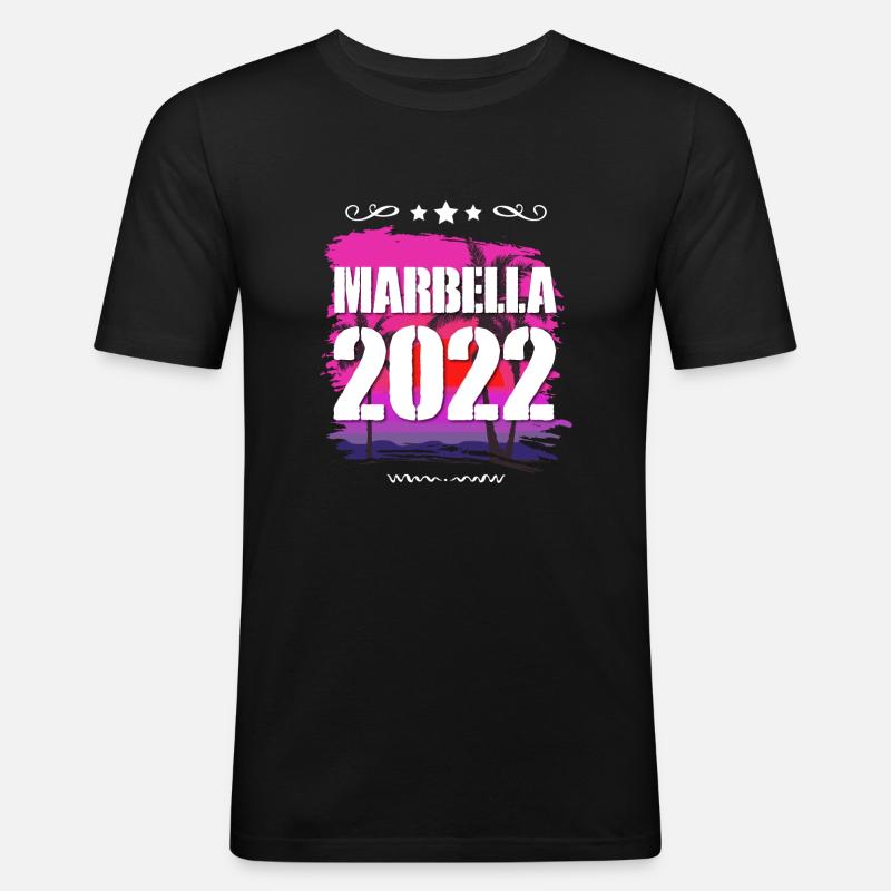 Marbella 2022 - Männer Slim Fit T-Shirt - Schwarz