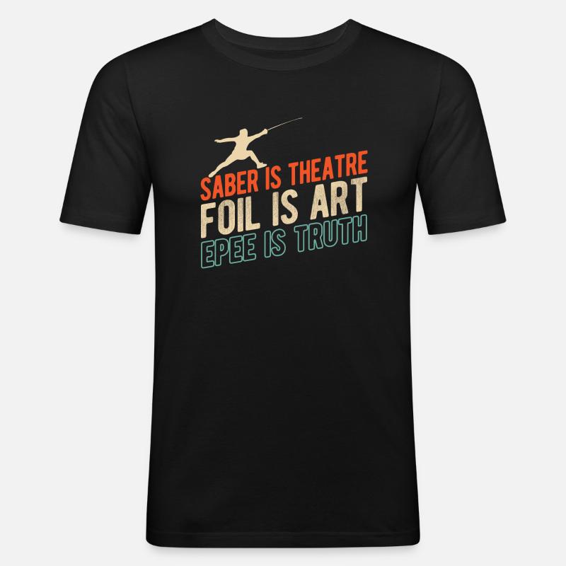 Fechten - Männer Slim Fit T-Shirt - Schwarz