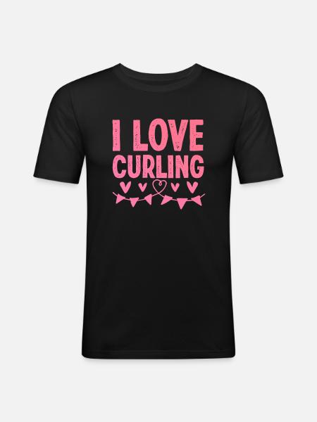 I love curling - Men's Slim Fit T-Shirt - black