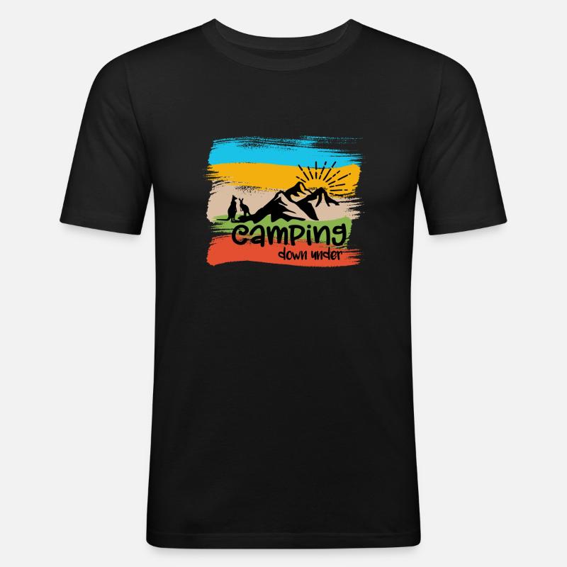 Camping down under - Männer Slim Fit T-Shirt - Schwarz