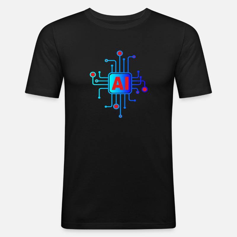 AI Chip - Männer Slim Fit T-Shirt - Schwarz