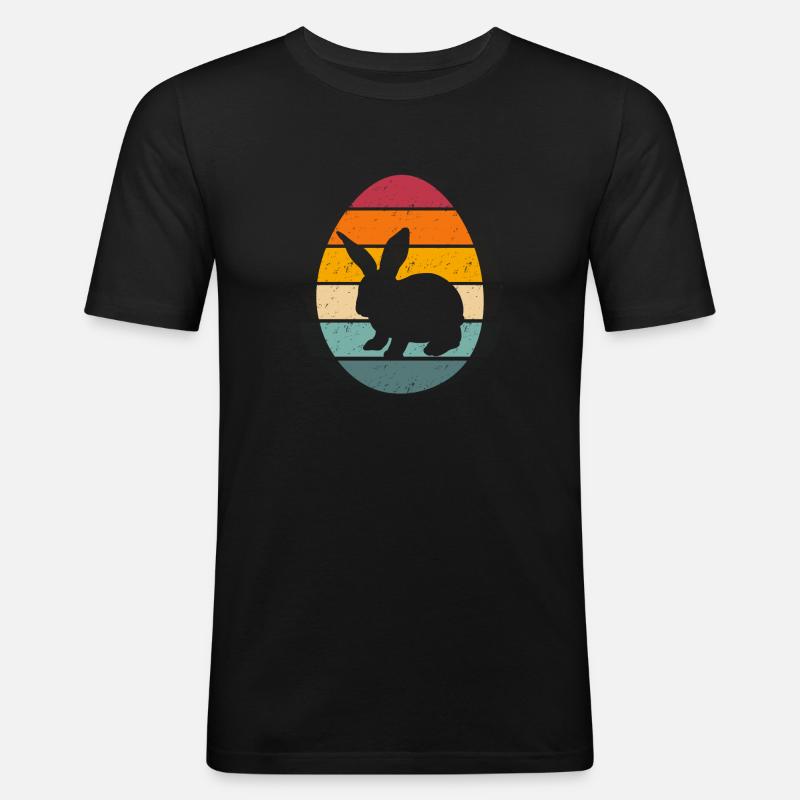 Easter Egg with bunny - Männer Slim Fit T-Shirt - Schwarz