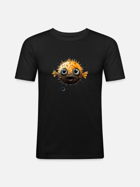 Poisson-globe - T-shirt près du corps Homme - noir