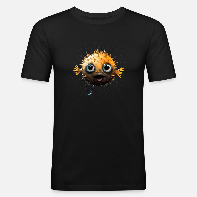 Poisson-globe - T-shirt près du corps Homme - noir
