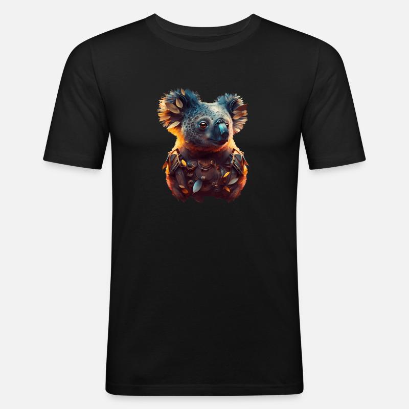 Surrealer Koala - Männer Slim Fit T-Shirt - Schwarz