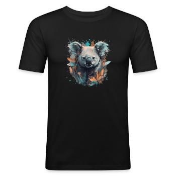 Koala Ours dans les eucalyptus - T-shirt près du corps Homme - noir - Devant - Nik (191cm)