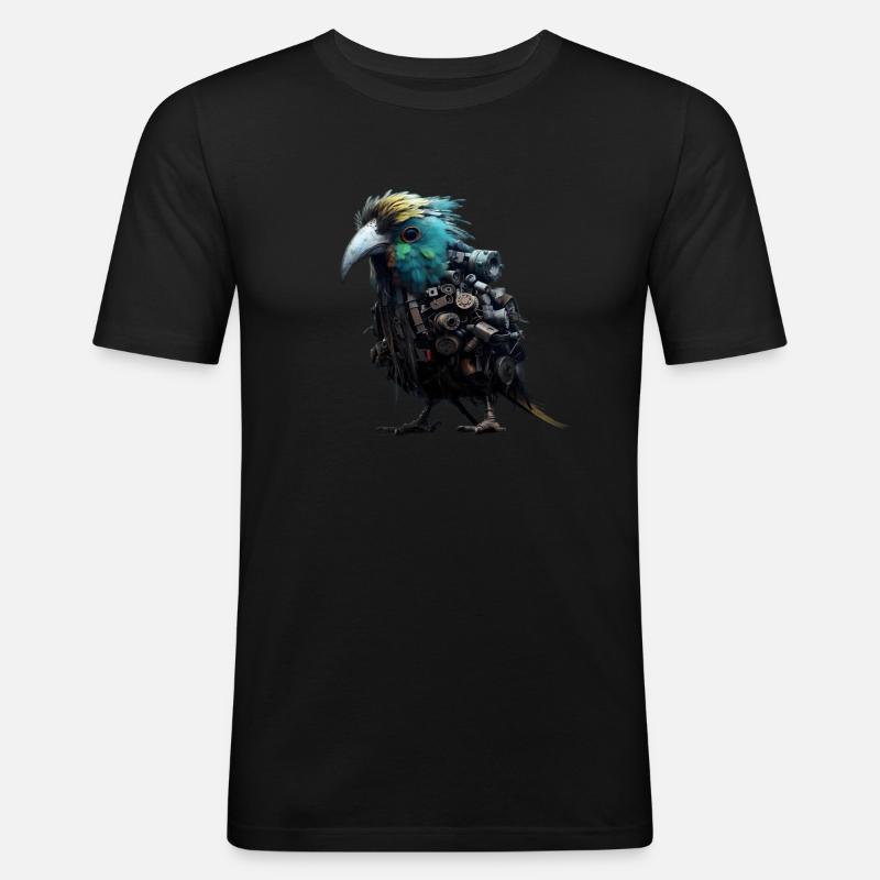 Steampunk Vogel - Männer Slim Fit T-Shirt - Schwarz