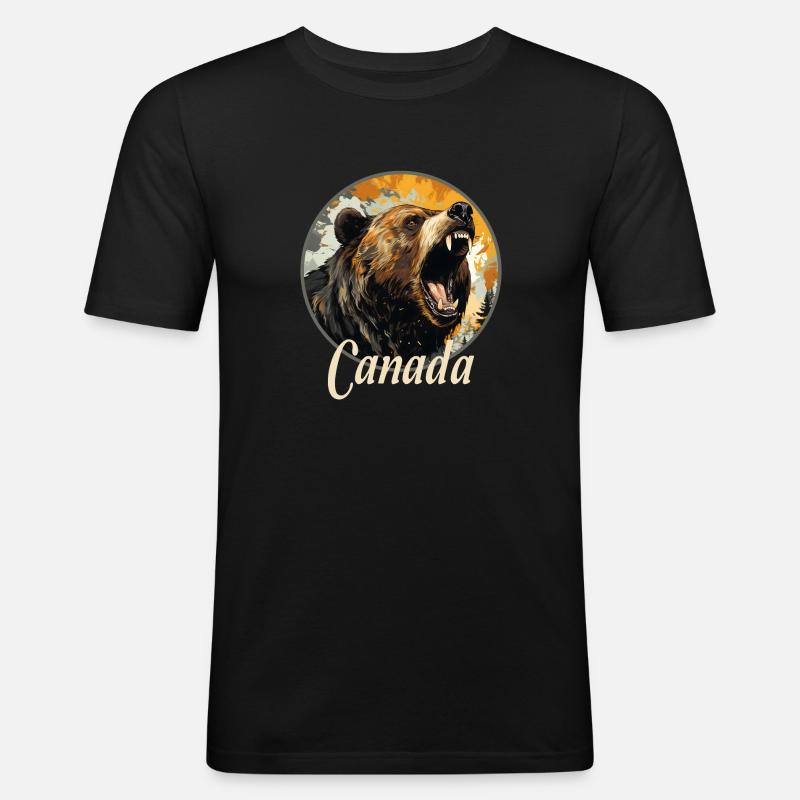 CANADA - Männer Slim Fit T-Shirt - Schwarz