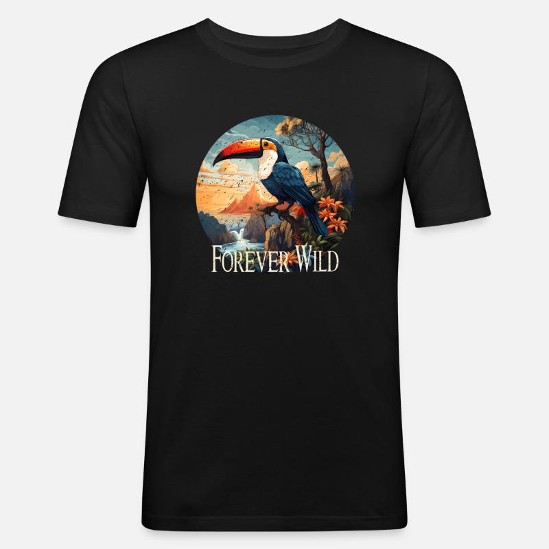 Forever Wild retro style - Männer Slim Fit T-Shirt - Schwarz