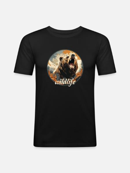 Wildlife Retro Style - Men's Slim Fit T-Shirt - black