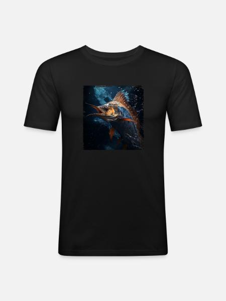 Marlin under Water retro style - Men's Slim Fit T-Shirt - black