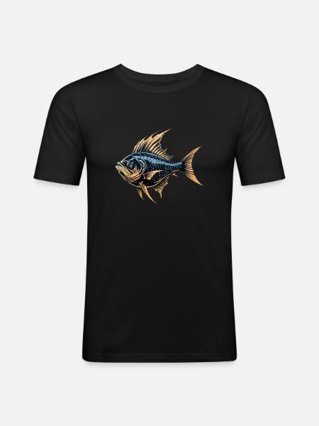 Fish retro style - Men's Slim Fit T-Shirt - black