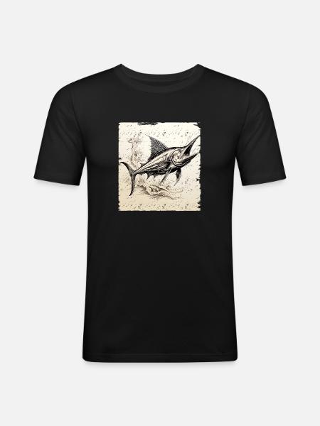 Style rétro Marlin - T-shirt près du corps Homme - noir