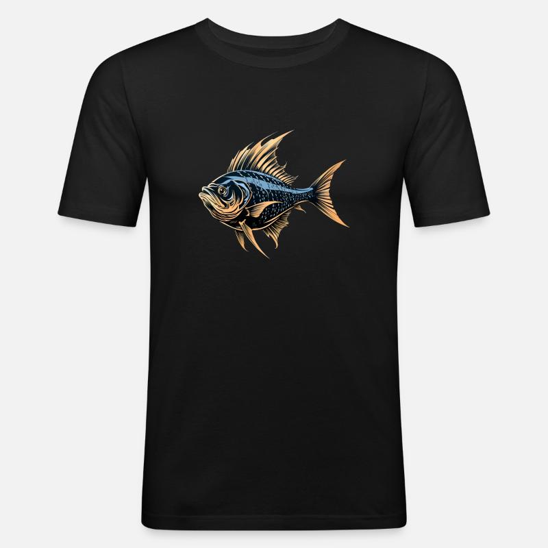 Fish - Männer Slim Fit T-Shirt - Schwarz