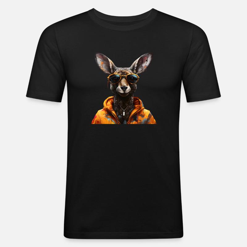 Rap Känguru - Männer Slim Fit T-Shirt - Schwarz