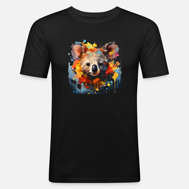 Koala Graffiti Bear - Männer Slim Fit T-Shirt - Schwarz