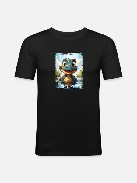 I can swim - Männer Slim Fit T-Shirt - Schwarz