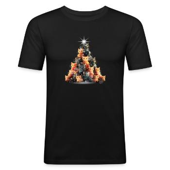 Funkelnder Katzenbaum - Männer Slim Fit T-Shirt - Schwarz - Vorne - Nik (191cm)