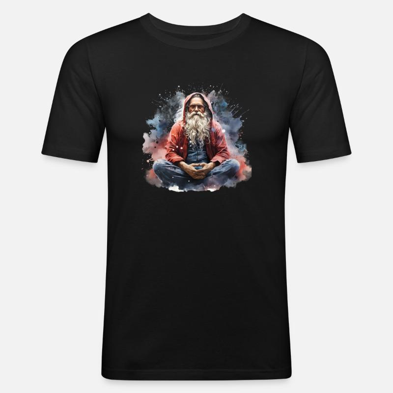 Santa Yogi - Männer Slim Fit T-Shirt - Schwarz