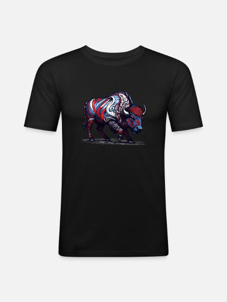 Couleur Buffalo - T-shirt près du corps Homme - noir