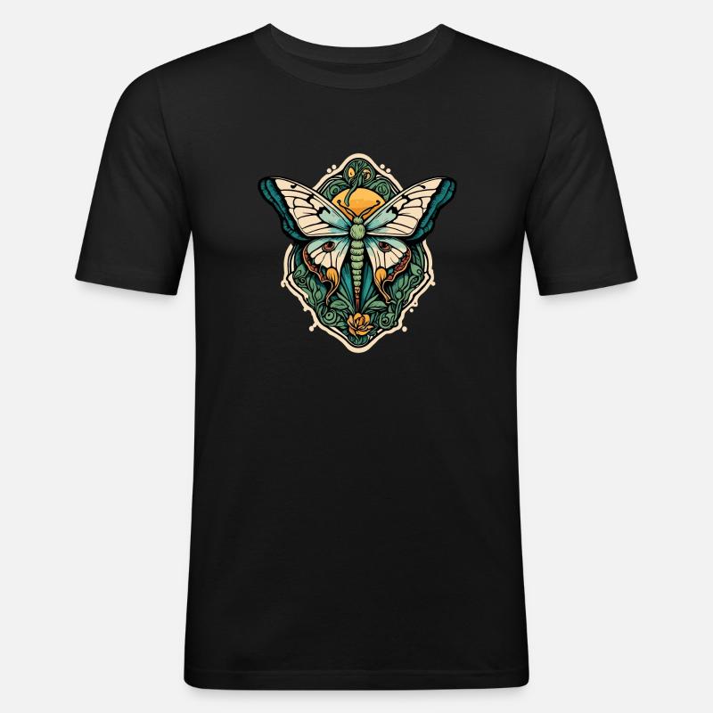 Butterfly - Männer Slim Fit T-Shirt - Schwarz