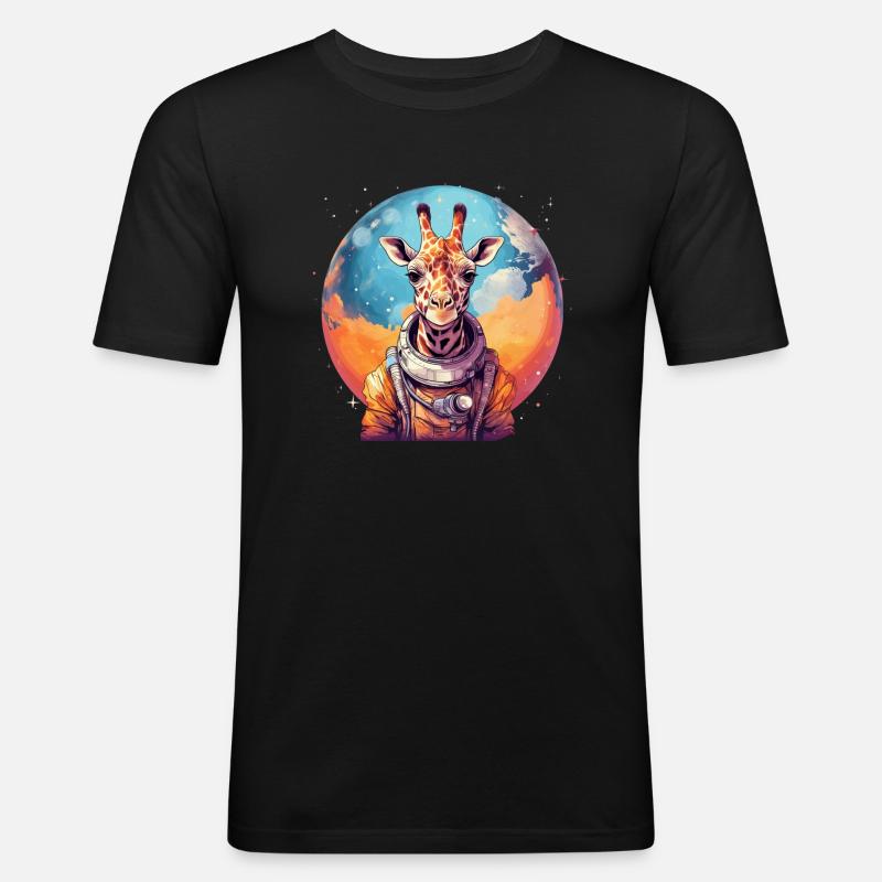Girafe de l’espace - T-shirt près du corps Homme - noir